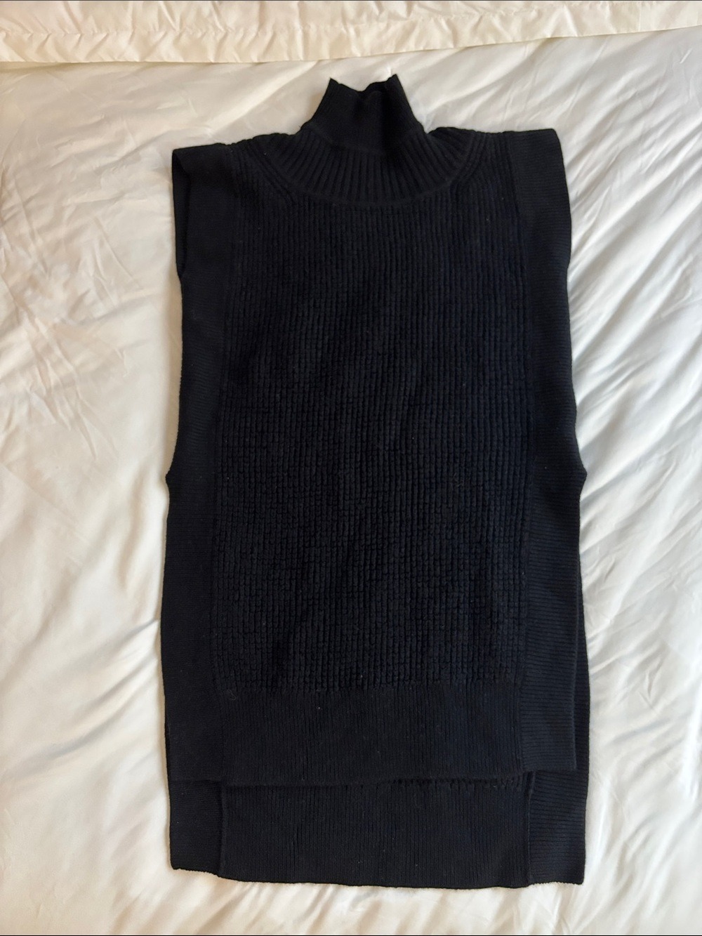 Club Monaco Black Sleeveless Turtleneck Sweater Vest Dress 100% Wool